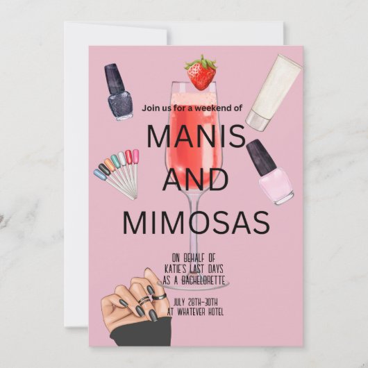 Invitation Bachelorette Week-end Mani & Mimosas (Devant)