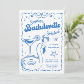 Invitation Bachelorette Week-end Party Blue (Debout devant)