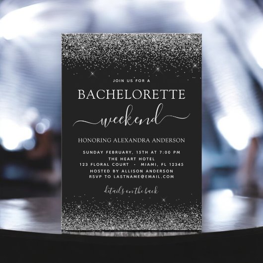 Invitation Bachelorette Week-end Silver Modern Parties scinti