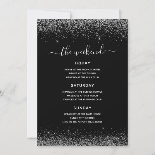 Invitation Bachelorette Week-end Silver Modern Parties scinti (Dos)