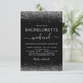 Invitation Bachelorette Week-end Silver Modern Parties scinti (Debout devant)