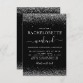 Invitation Bachelorette Week-end Silver Modern Parties scinti (Devant / Derrière)