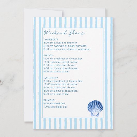 Invitation Bachelorette week-end sur la côte (Dos)