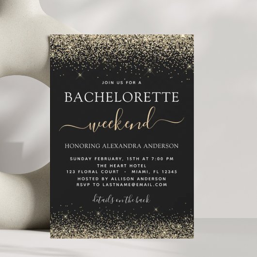 Invitation Bachelorette Weekend Gold Modern Parties scintilla