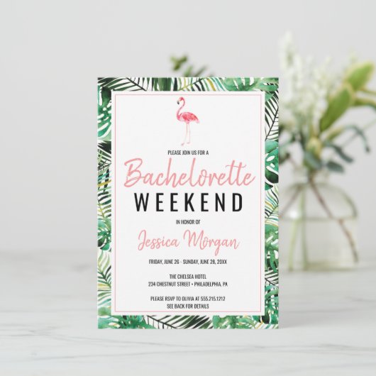 Invitation Bachelorette Weekend Icon Icon Flamant rose Itinér (Debout devant)