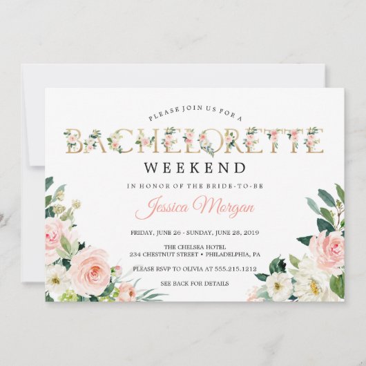 Invitation Bachelorette Weekend Itinéraire Air Blush (Devant)
