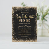 Invitation Bachelorette Weekend Itinéraire Black Gold Frame (Debout devant)