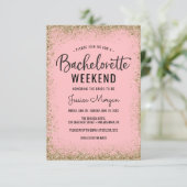 Invitation Bachelorette Weekend Itinéraire Blush Gold Frame (Debout devant)