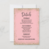 Invitation Bachelorette Weekend Itinéraire Blush Gold Frame (Dos)