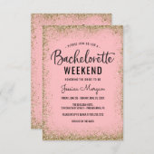 Invitation Bachelorette Weekend Itinéraire Blush Gold Frame (Devant / Derrière)