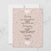 Invitation Bachelorette Weekend Itinéraire Rose Gold Confetti (Dos)