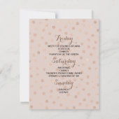 Invitation Bachelorette Weekend Itinéraire Rose Gold Confetti (Dos)