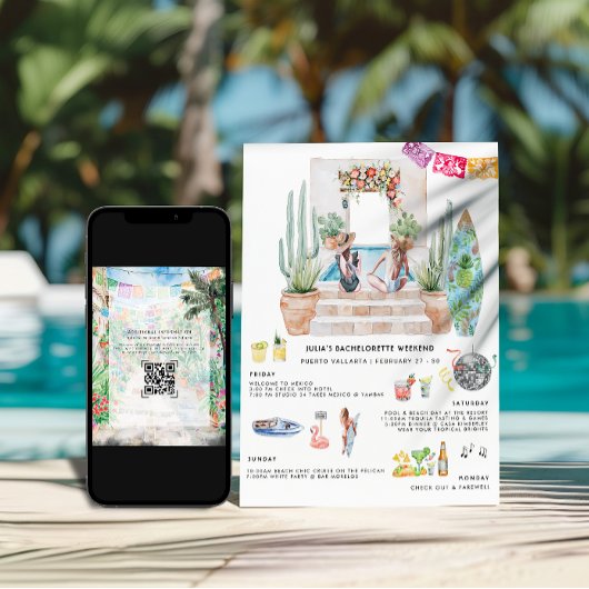 Invitation Bachelorette Weekend Itinerary | Tropical Mexico
