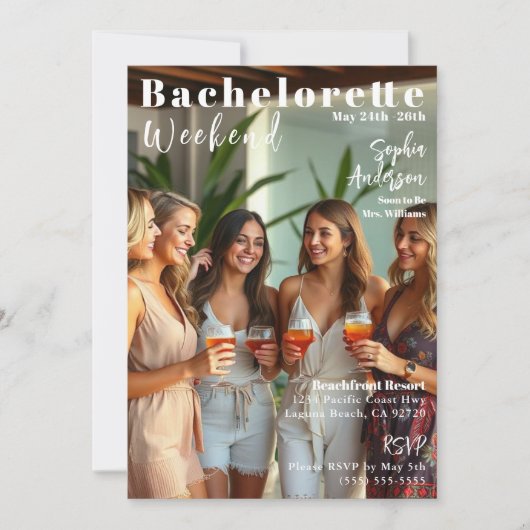Invitation Bachelorette Weekend Magazine Couverture Invitatio (Devant)