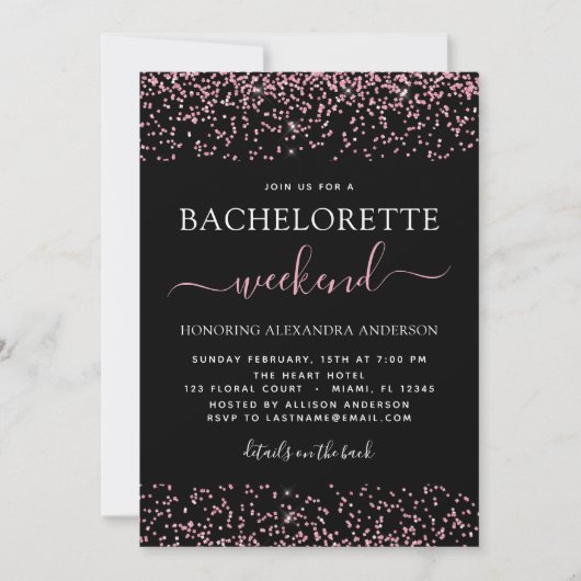 Invitation Bachelorette Weekend Party Rose Rose Gold Parties (Devant)