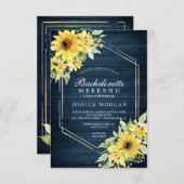 Invitation Bachelorette Weekend Rustique Tournesol Vert Inv (Devant / Derrière)