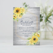 Invitation Bachelorette Weekend Rustique Tournesol Vert Inv (Debout devant)