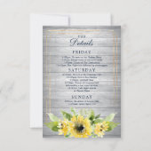 Invitation Bachelorette Weekend Rustique Tournesol Vert Inv (Dos)
