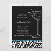 Invitation bachelorette zebra print martini (Devant)