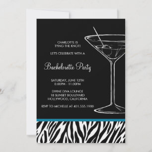 Invitation bachelorette zebra print martini