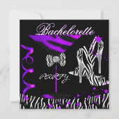 Invitation Bachelorette Zebra Purple Cocktail (Devant)