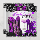 Invitation Bachelorette Zebra violet Corset Champagne (Devant / Derrière)