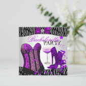 Invitation Bachelorette Zebra violet Corset Champagne (Debout devant)