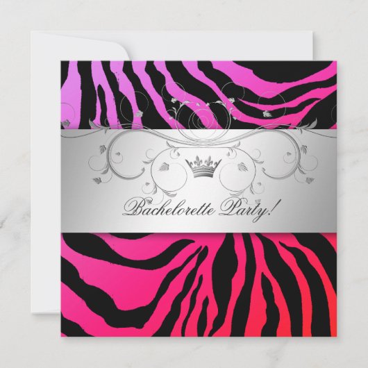 Invitation Bachelorette Zebra Zebra 311-Silver Divine Purple  (Devant)