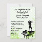 Invitation Bacheloro Bar Piano Vert & Blanc (Devant)