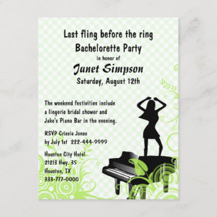 Invitation Bacheloro Bar Piano Vert & Blanc