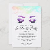 Invitation Bachelorte d'aquarelle aux yeux violets glamour (Devant)