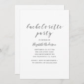 Invitation Bachelorte de calligraphie noir et blanc (Devant / Derrière)