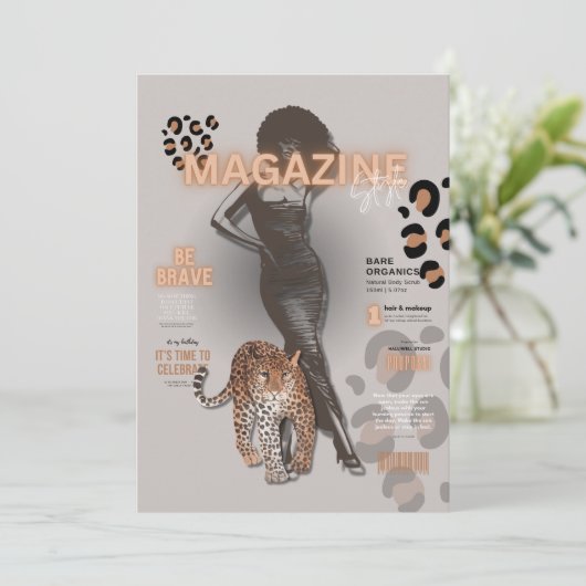 Invitation Bachelorte fête magazine mode diva (Debout devant)