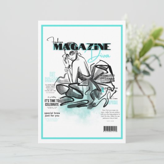 Invitation Bachelorte fête magazine mode diva (Debout devant)