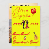 Invitation Bachelorte jaune et rouge (Devant / Derrière)