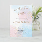 Invitation Bachelorte Pastel Rose et Bleu Aquarelle (Debout devant)