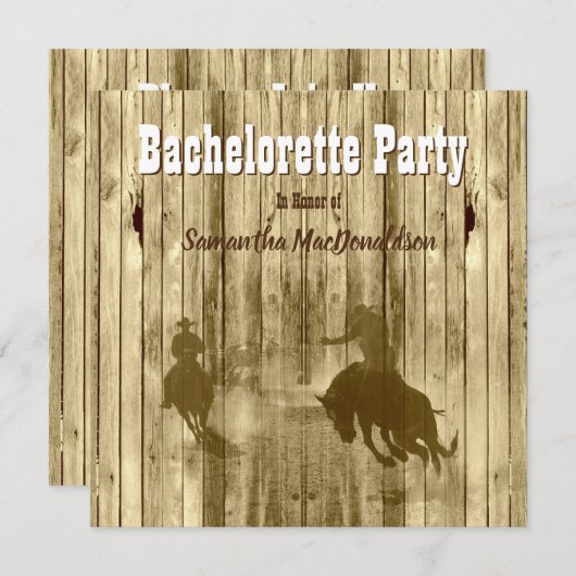 Invitation Bachelorte rustique cowboy (Devant / Derrière)