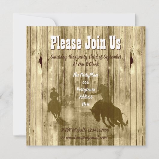 Invitation Bachelorte rustique cowboy (Dos)