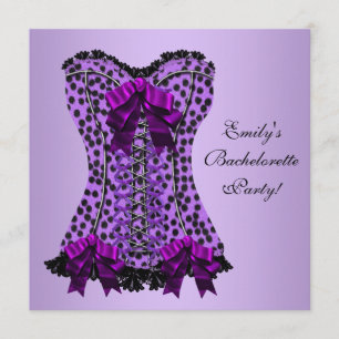 Invitation Bachelorte violette Léopard Corset violet