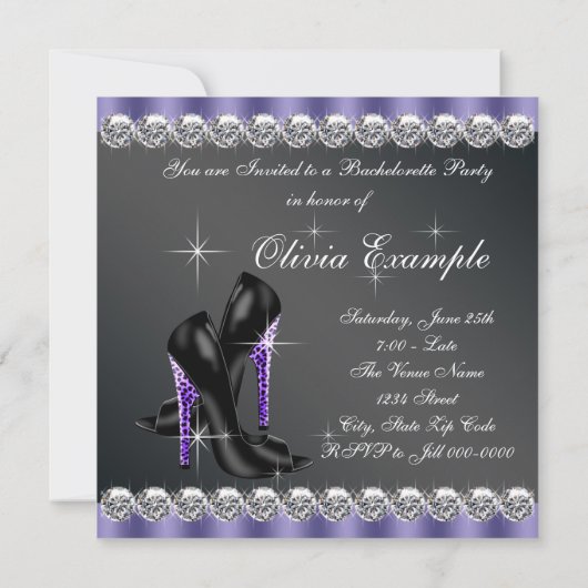 Invitation Bachelorte violette noire (Dos)