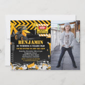 Invitation Backhoe Construction fête d'anniversaire Photo (Devant)