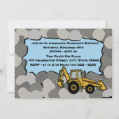 Invitation Backhoe Quary Photo Anniversaire (Dos)