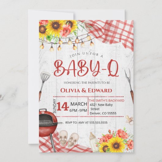 Invitation Backyard BBQ Baby Shower (Devant)