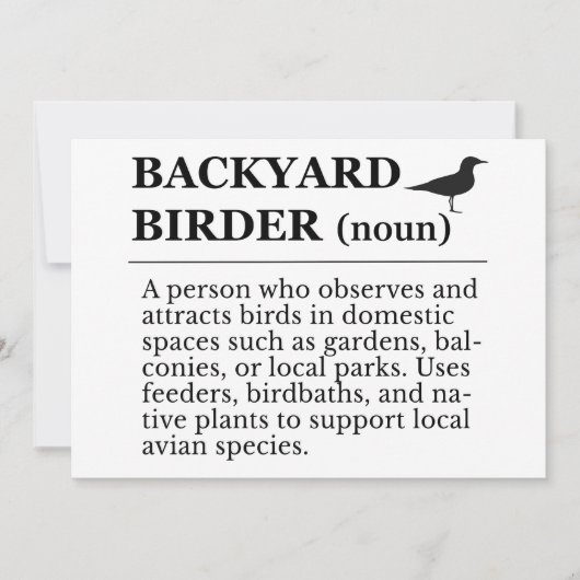Invitation Backyard Birder Definition - Garden Birdwatching (Devant)