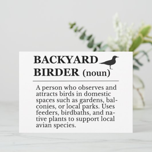 Invitation Backyard Birder Definition - Garden Birdwatching (Debout devant)