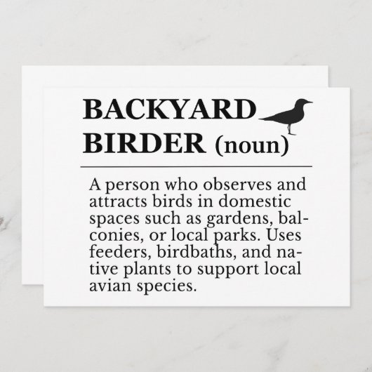 Invitation Backyard Birder Definition - Garden Birdwatching (Devant / Derrière)
