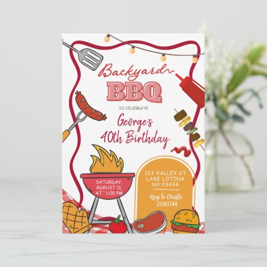Invitation Backyard Birthday BBQ (Debout devant)