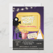 Invitation Backyard Popcorn Movie Night Birthday (Devant)