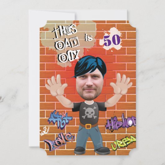 Invitation Bad Boy 50th Hommes Anniversaire Drôle Visage coup (Devant)