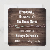 Invitation "Bad Dance Moves" Rustique Floral Anniversaire Inv (Devant)